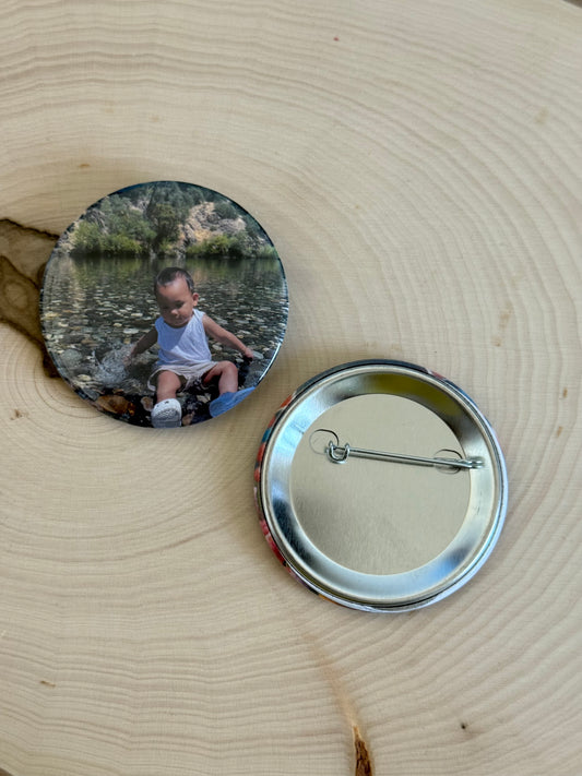Pinned Back Button-  Round 2.25 inches